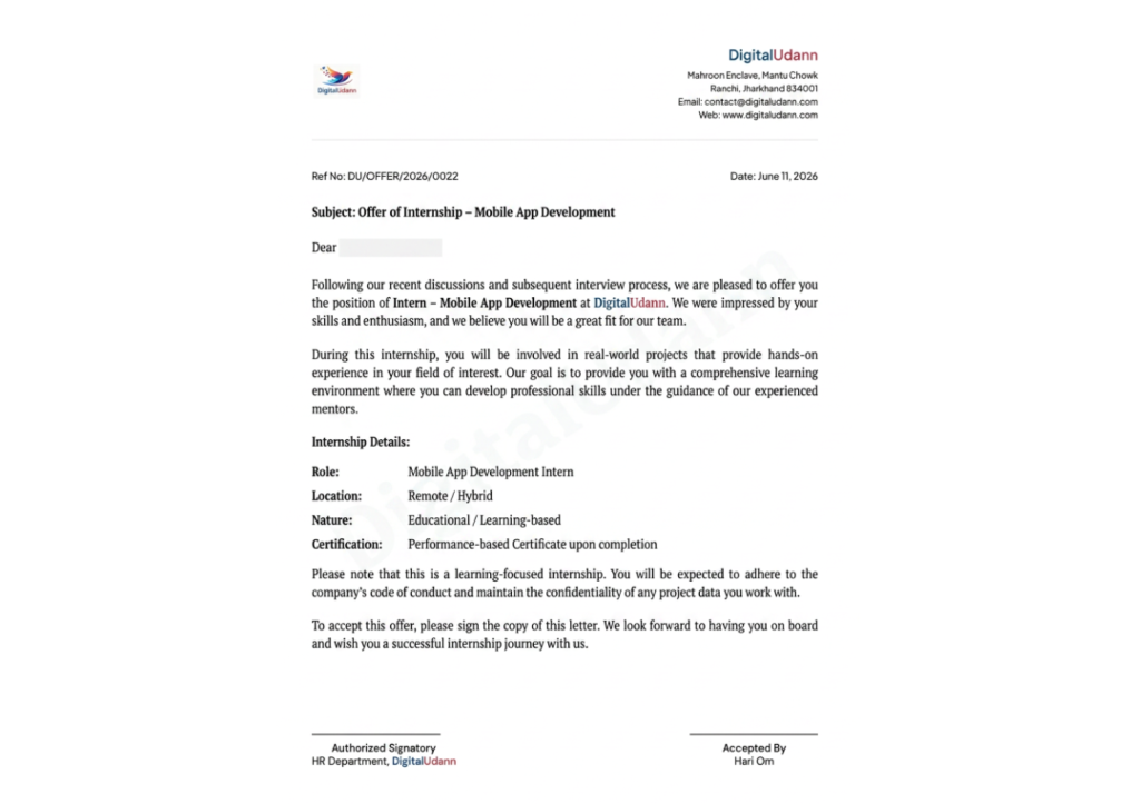 Amit Sharma Offer Letter